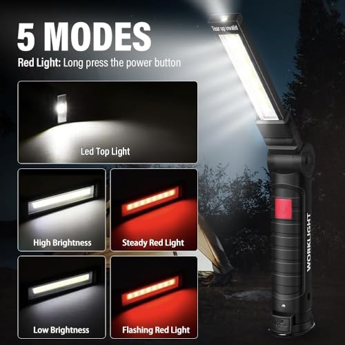 Tool Gifts for Men Him Dad Husband LED Rechargeable Work Light for Mechanic - color: Black