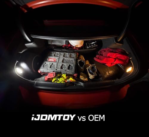 iJDMTOY Super Bright 2W High Power Xenon White Full LED Trunk Cargo Area Light Assembly Compatible With Dodge Challenger Charger Dart Magnum Chrysler 200 300 Sebring, Powered by 18-SMD LED Diodes - style: Xenon White