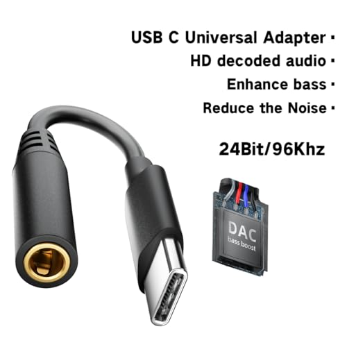 Enhance Audio & Reduce noise,USB C to 3.5mm headphone adapter, usbc to 3.5