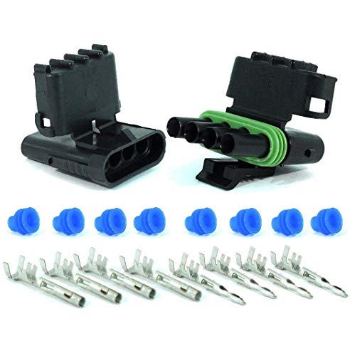 Michigan Motorsports Weather Pack 4 PIN Connectors 5 Sets 12-16 AWG used for cars, trucks, motorcycle, boat, trailer, marine, jetski (4 PIN) - size: 4 PIN