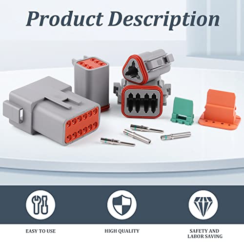 Newdeli 636PCS Deutsch Connector Kit 2 3 4 6 8 12 Pin DT Connectors with Deutsch Crimp Tool(14-20AWG) and Pin Removal Tool Size 16 Solid Contacts Waterproof Automotive Electrical Wire Connectors - size: DT Connector 636 Pcs Multi-Pin Kit