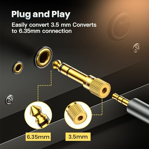POSUGEAR 6.35mm 1/4 Male to 3.5mm 1/8 Female Headphone Jack Adapter 2 Pack - size: 2 PACK