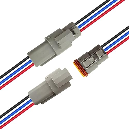 14 AWG 3 Pin DT Connector Waterproof Automotive Electrical Connector, Male and Female Way Auto Electrical Wire Connectors Harness for Car Truck Boat Motorcycle Trike Caravan - 6 Pack - style: 3 Pin-6 Sets