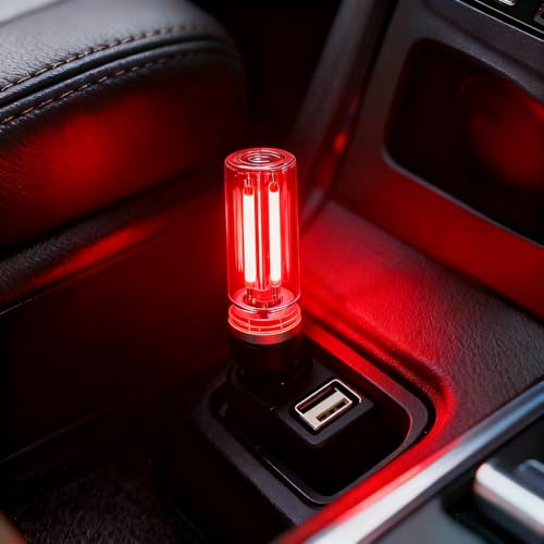 Car Retro Atmosphere Light, Mini Plug-in Touch Control USB Vehicle Glass Bottle LED Night Light, Portable Automotive Interior Ambient Lamp, Universal for Truck SUV Sedan (Red) - color: Red