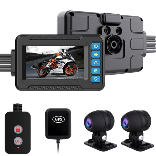 OBEST Motorcycle Camera Dash Cam MT83A 1080P+1080P Dual AHD Front Rear,Bike Dashcam with 3'' IPS Screen,GC2083 Sensor Parking Mode Waterproof Loop Recording Bike Cycle Driving Recorder