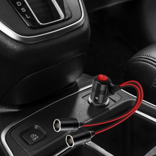 2 Way Car Cigarette Lighter Socket Splitter Accessory with Switch DC 12V-24V Chargers Adapter LED