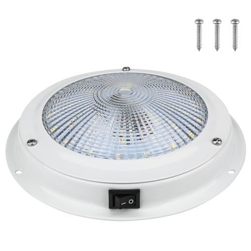 RVZONE 12V Marine Dome Light, 5.5" Stainless Steel LED Boat Cabin Light - size: 5.5 Inch White base/White Light