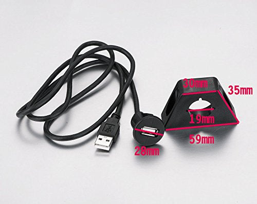 Xtenzi USB Extension Socket in Car Marine Dashboard Flush Mount Lead Cable Mounting Panel Charge and sync for Mobile/Tab, 1 Meter