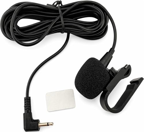 2.5mm Microphone Compatible Replacement for Pioneer DMH-series DMH-160BT DMH-1770NEX DMH-241EX DMH-WT8600NEX Car Stereo Receiver Clip-On External Dash Mic for Hands-Free Calls Voice Control 9FT Cable