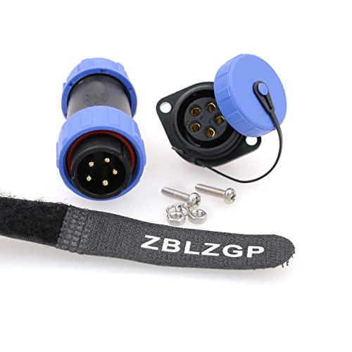 SP21 5pin Circular Plastic Aviation Connector 30A 11AWG Wire Cable Panel Mount Plug Socket Male Female Power Durable Plastic Blue Shell Quick Connection Connector for Outdoor Lighting - style: 5pin