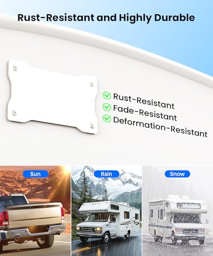 AUTO-VOX White Metal Plate for Solar Magnetic Backup Camera:All Weather Durable White Iron Bracket, Stable Rear Mounting, Compatible with Aluminum/Fiberglass RV, Trailer, Camper, Truck