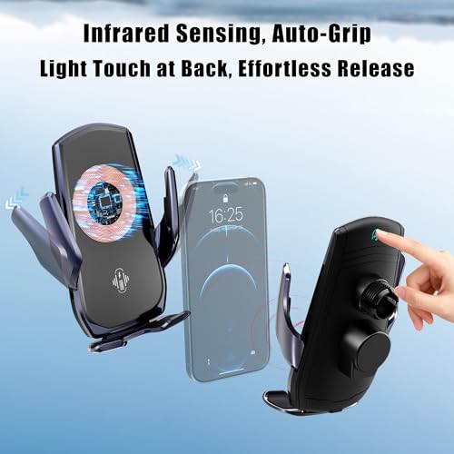 Car Phone Mount for Toyota Tacoma 2016–2023, Smart Auto-Clamping on Custom Dashboard Base, 15W Wireless Fast Charging, 360° Adjustable, Without Blocking Airflow, Toyota Tacoma Essential Accessories - size: for Toyota Tacoma | 2016-2023