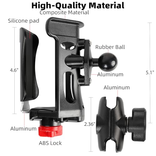 1" Ball Cup Drink Holder with 2.36" Aluminum Arm, Extra Large Adjustable Size Water Bottle Holder for 2.36-3.54" Dia Bottles, Fits RAM Mounts & Motorcycle/Bike 1" Ball Mount - size: Cup Holder with 2.36" Arm