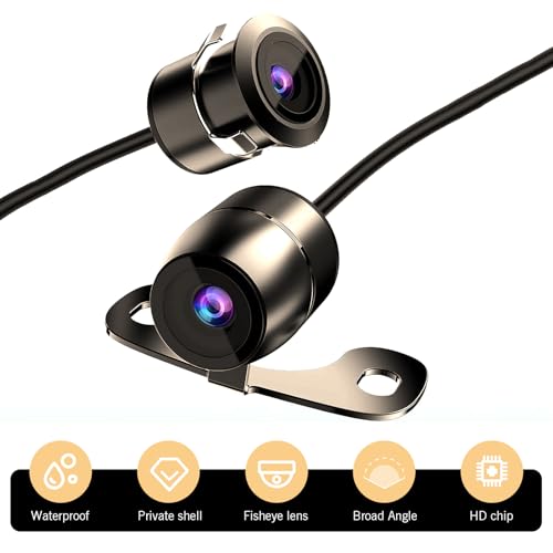 Backup Camera, HD 12V 170°Wide Angle Car Camera, Waterproof Reverse Camera with Video Cable Power Cord Screws & 2 in 1 Mount, Universal for Cars Trucks SUVs (Black)