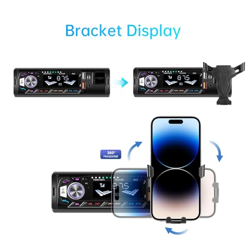 Car Radio Stereo Receiver, Bluetooth Audio 1 DIN MP3 Player & Phone Holder