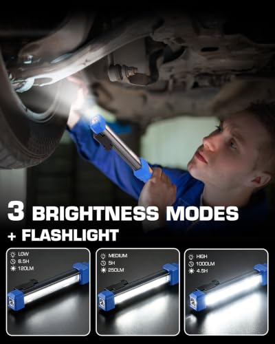 EverBrite 1000LM Work Light, Rechargeable Magnetic Flashlight, Blue - color: Blue