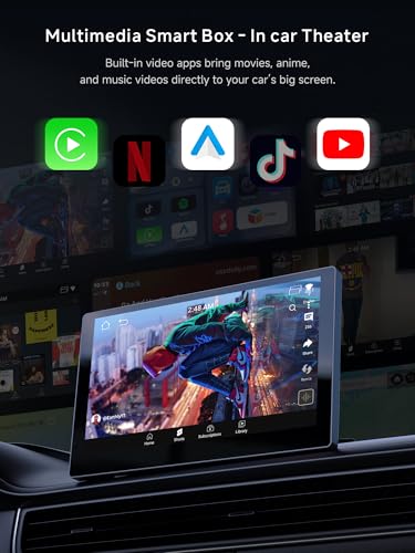 Wireless CarPlay & Android Auto Adapter, Supports for Netflix/YouTube, AI Box Carplay, Drivechat with AI Skills, Dual WiFi, Bluetooth, Fits for OEM Wired CarPlay Cars - color: Satin Black