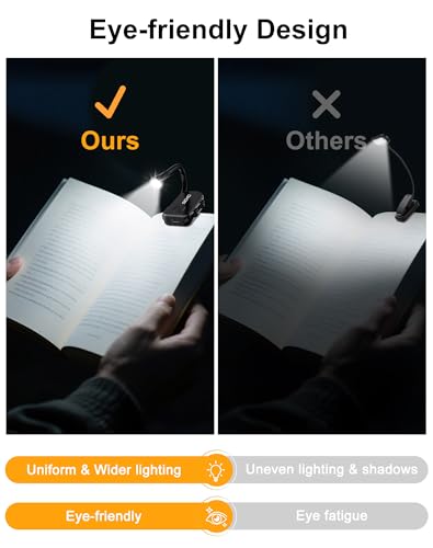Book Lights for Reading at Night, 80 Hrs, USB-C Rechargeable - size: S-CX008