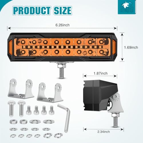 Nilight 6 Inch LED Light Bar 2PCS 50W Amber Spot Flood Combo Lamps - color: 50W Led Pod 2Pcs Amber