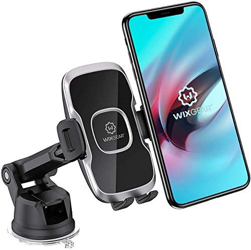 Phone Holders for Your Car - Dashboard & Windshield Car Phone Holder Mount with 60° Rotation, Strong Double Lock Suction Cup, Soft Anti-Slip Silicone Clamp, Fits iPhone & Galaxy