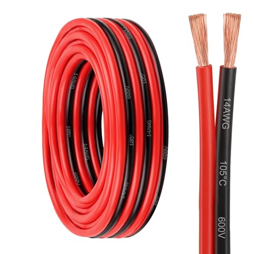 14 Gauge Wire - 14 AWG 2 Conductors Copper Wire Battery Cable Oxygen Free Copper Wire for Solar Panel, Automotive, Trailer, RV and Speaker (14 Gauge 20FT) - size: 20 FT, style: 14 AWG