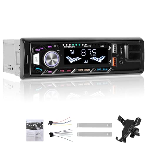 Car Radio Stereo Receiver, Bluetooth Audio 1 DIN MP3 Player & Phone Holder