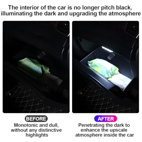 Bittwee Car LED Lights, 2PCS Vehicle Interior Wireless Ambient Lighting with 6 Bright LED Lamp Beads, Portable USB Rechargeable Atmosphere Night Lamp, Universal Automotive Accessories (White)