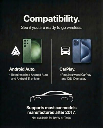 Wireless CarPlay Adapter & Wireless Android Auto Adapter 2-in-1, Requires Factory Wired CarPlay/Android Auto, WiFi 6, Mini Grey Metal Dongle, USB-A Plug & Play, iOS 10+ / Android 11+ - color: Grey