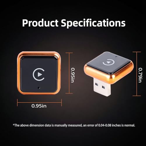 Mini Wireless CarPlay Adapter Suitable for Apple iPhone & Android– Plug & Play, Fast Auto-Reconnect - color: B418 Orange