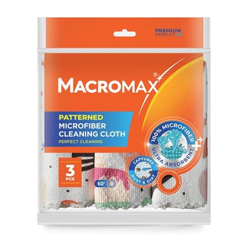 Macro Max Patterned Microfiber Cloths 3 Pack, Dusting Polishing