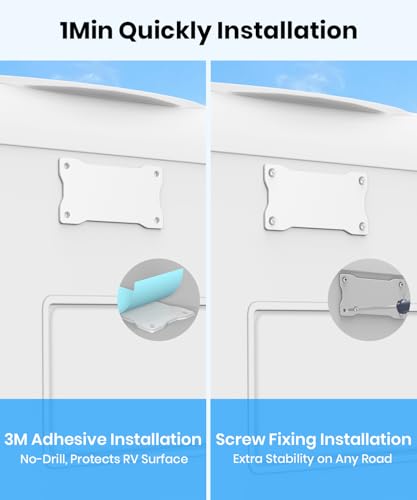 AUTO-VOX White Metal Plate for Solar Magnetic Backup Camera:All Weather Durable White Iron Bracket, Stable Rear Mounting, Compatible with Aluminum/Fiberglass RV, Trailer, Camper, Truck