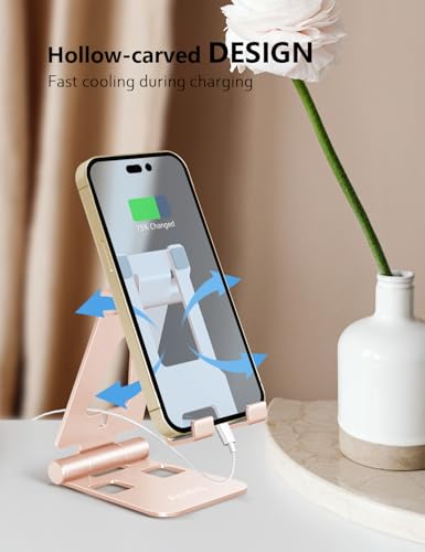 Aoviho Foldable Cell Phone Stand for Desk, Holder for iPhone,Rose Gold - color: Rose Gold