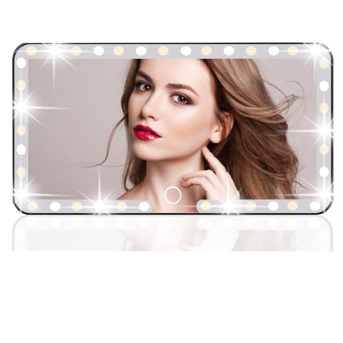Car Visor Vanity Mirror, 3 Light Modes & 60 LEDs, Rechargeable Dimmable Touch Screen Travel Makeup Mirror,Universal for Truck SUV-Car Accessories Essentials for Women(Black)