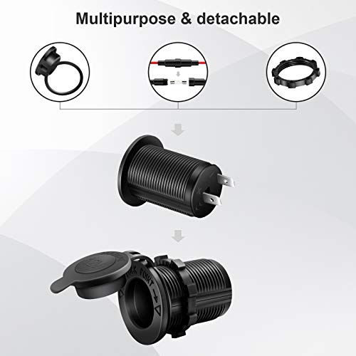 12V Cigarette Lighter Socket Car Marine Motorcycle ATV RV Lighter Socket Power Outlet Socket Receptacle Waterproof Plug(3 Pack)