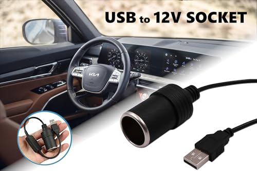 MGI SpeedWare USB to Car Cigarette Lighter Socket with Step-Up Converter Adapter Cable, USB-A 5V to 12V Female Plug-in, Max Power 8W