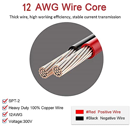 2 Pack 1FT 12AWG 12V SAE Cigarette Lighter Charger Cable