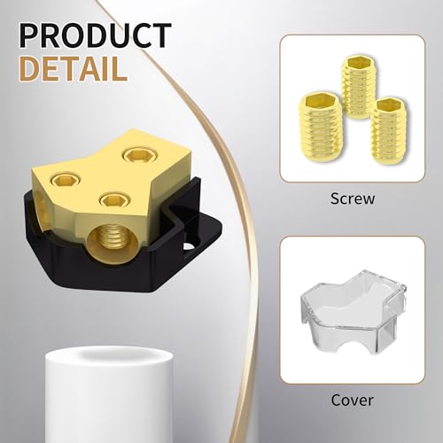 RVBOATPAT 12V Power Distribution Block Car Audio Amp Splitter 2 Way 0/2/4 Gauge in 4/6/8 Gauge Out Ground Distribution Block for Automotive Car Boat - style: 2 Way
