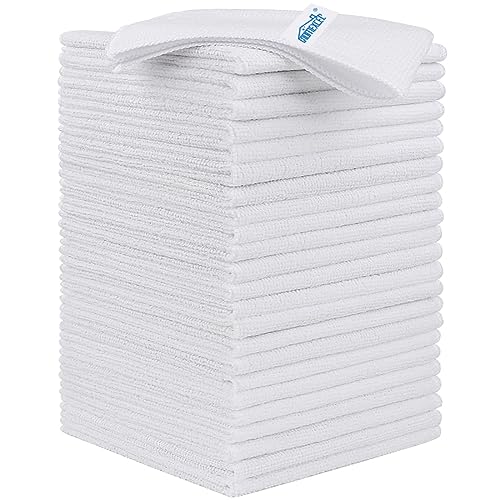 HOMEXCEL 24PK Microfiber Cleaning Cloth, Cleaning Rag for Home, 11.5x11.5in - color: White