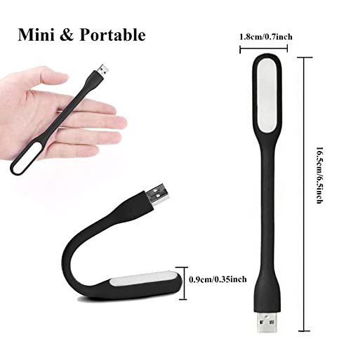 Mini Flexible Light, Portable USB Led Reading Night Lamp for PC Laptop Computer Notebook Power Bank - 2 Pack (Black) - color: Black