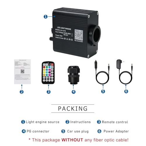 AKEPO Car/Home Small Size 16W Twinkle Fiber Optic Light Engine, RGBW Bluetooth APP Control + Music Activated + 28-Key Remote Control for Car Home Star Headliner - size: 16W Small Twinkle