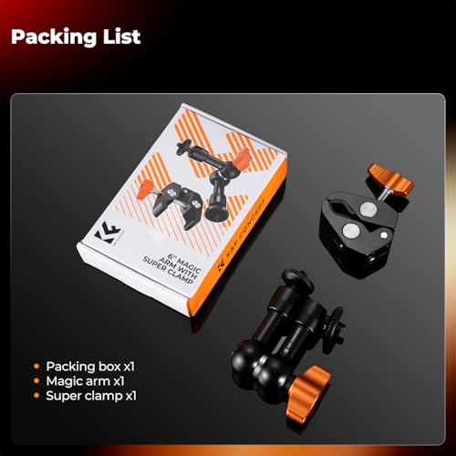 K&F CONCEPT 6" Magic Arm Clamp with Super Clamp 360° Ballhead Mini Arm - size: 6 Inch with Clamp