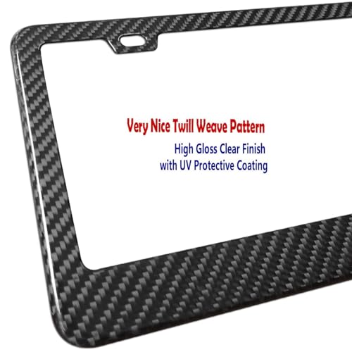 BGGTMO Carbon Fiber License Plate Frame - 100% Real Carbon Fiber Overlays Stainless Steel License Plate Frames | Stainless Steel Anti-Theft License Plate Screws | 1PC Black Gloss Plate Frame - color: Real Carbon Frame-Wide Edge