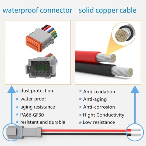 Deutsch DT 12 Pin 14 AWG Waterproof Connector, 2 Pairs 12 Wire Automotive Electrical Connectors, Male & Female Plug for Truck, Boat, Car, LED Lights (12 Pin) - size: 12 Pin