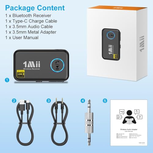 1Mii LDAC Bluetooth Aux Adapter for Car, Bluetooth Car Receiver - style: ML100Pro (Upgrade)