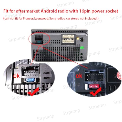 for Aftermarket Android Radio Stereo 16pin to ISO Standard Power Socket Wiring Harness Cable Connector Wire Female 16pin to Male ISO - style: 16Pin to ISO