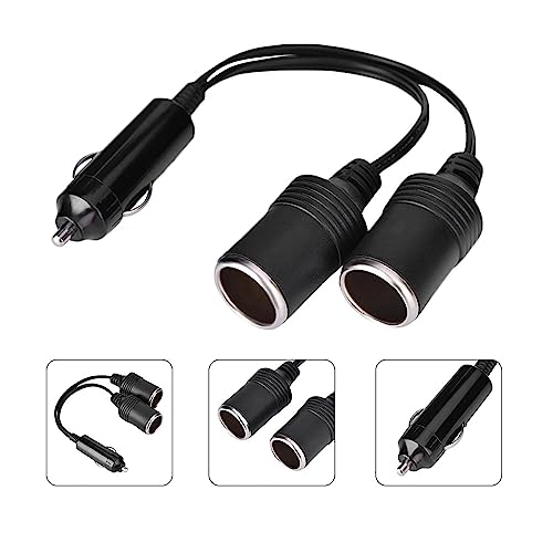 Dual Cigarette Lighter Adapter, Dual Socket for Multiple Devices Car Charger with 9.4 Inch Cable for Drivers Travelers Using Phones GPS and Dash Cams