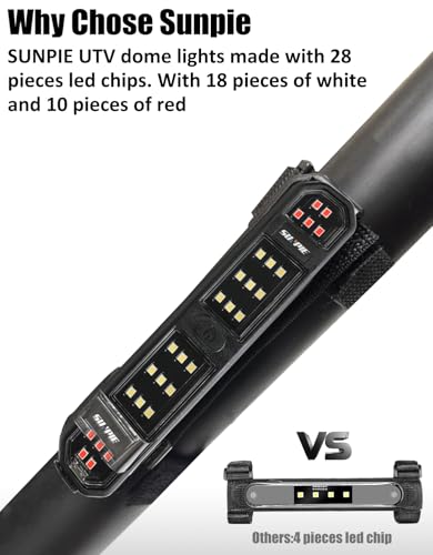 SUNPIE SXS Dome Light Battery Powered Universal Roll Bar Lights, 2Packs - color: 2 PCs of White and Red