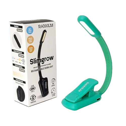 Rechargeable Book Reading Light at night in Bed, Eye Caring 9 LED with 9 Color Temperatures, Stepless Dimming Brightness, Clip on Book Light, Prefect Elegant White Gift for Book Lover.(green) - color: Green