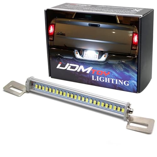 iJDMTOY 35-074-White License Plate Frame Mount 12V 24-SMD High Power Xenon White LED Rear Backup Reverse Light Kit Compatible With Car SUV Truck VAN RV