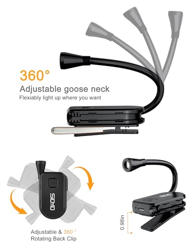 Book Lights for Reading at Night, 80 Hrs, USB-C Rechargeable - size: S-CX008